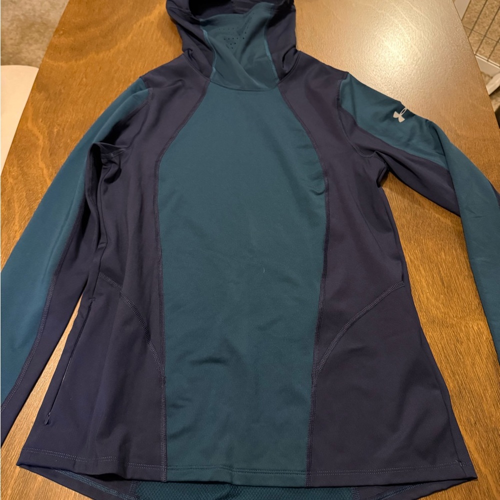 Under Armour Dark Blue and Teal Running Pullover